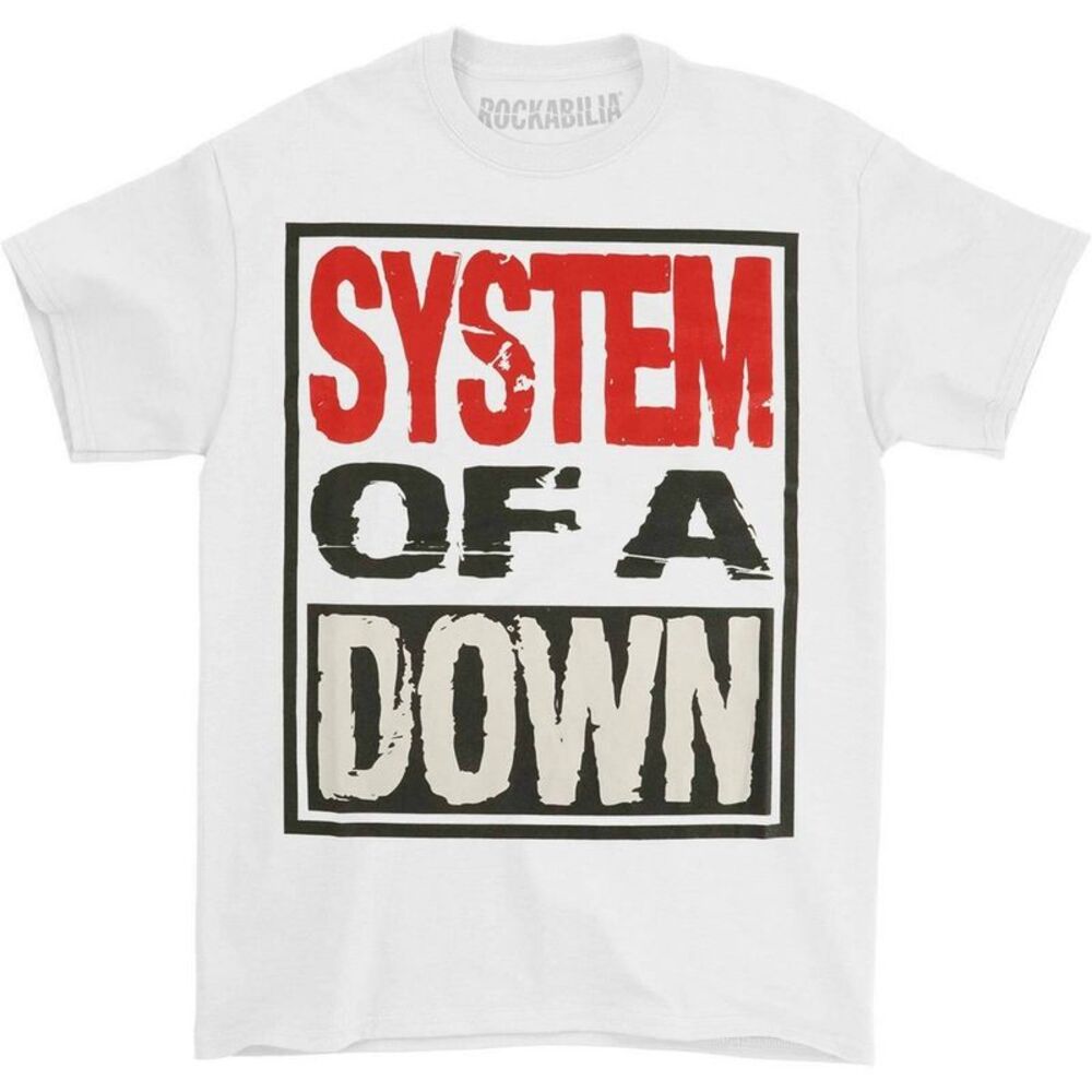 System Of A Down Unisex Adult Stacked Logo T-Shirt / White